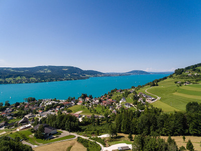 Attersee湖鸟瞰图，Attersee，上奥地利，奥地利
