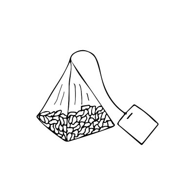 涂鸦金字塔茶袋插图矢量。手绘茶袋插图矢量。矢量涂鸦茶包图标。