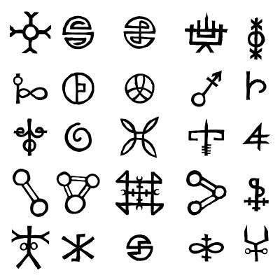Mystic set with magic circles, pentagram and imagi