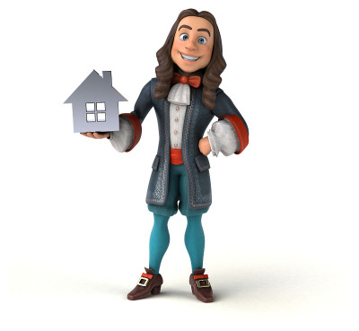 3D插图的卡通人在历史巴洛克服装
