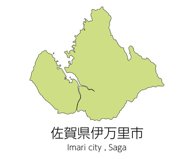 日本佐贺县今马里市地图。翻译:“佐贺县伊马里市。”