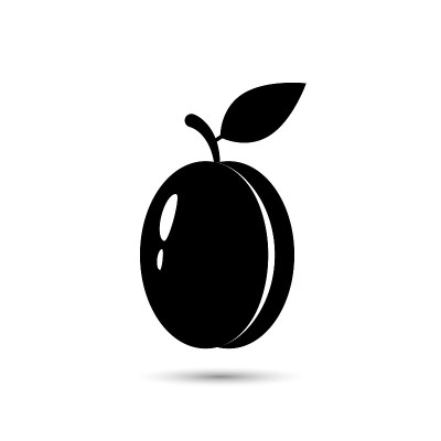 梅果和叶向量图标黑色剪影在白色的背景。