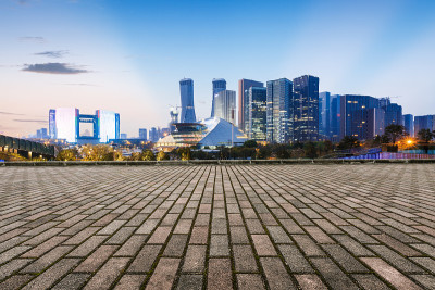 无人广场和杭州美丽的城市景观