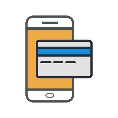 手机银行，手机支付图标。平面向量插图。