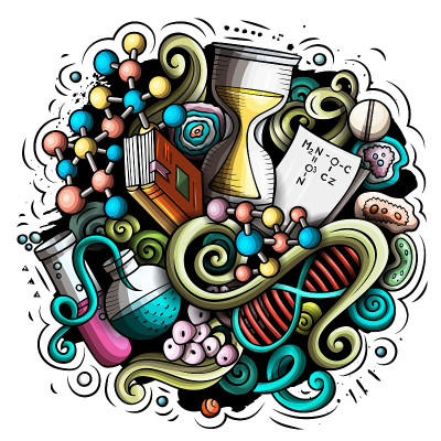 科学卡通矢量涂鸦设计