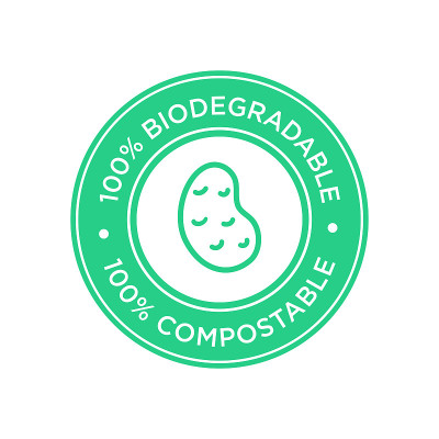 100%可生物降解和可堆肥图标。