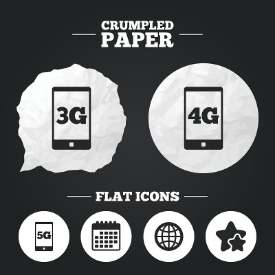 移动电信图标。3G, 4G和5G。
