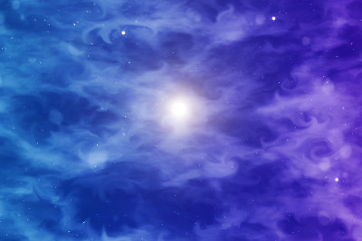 飞向太阳的太空飞行。宇宙背景。三维演示