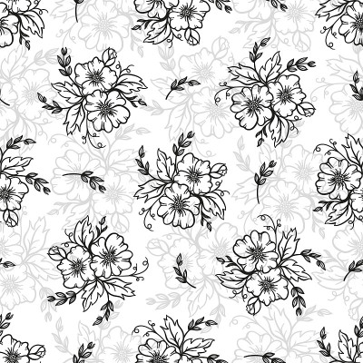 花束无缝模式。花的单色背景。矢量图