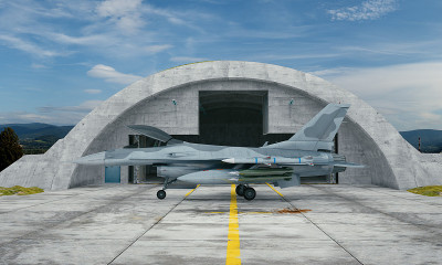 F - 16，美国军用战斗机。三维渲染