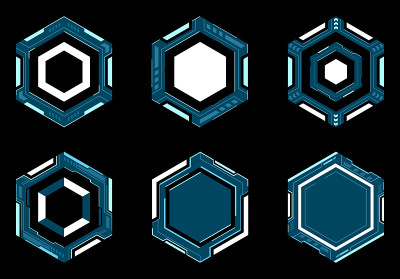 六边形未来画框hud。数字技术中的抽象几何形状矢量设计。