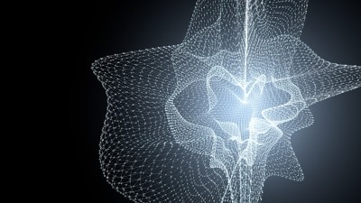 分子模型与连接的线与点在黑暗的背景。医学，技术，化学或科学背景。有分子和原子的科学或医学背景。三维演