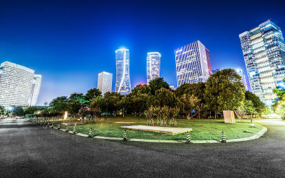 城市夜景与现代建筑景观
