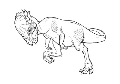 Pachycephalosaurus head-butting line drawing
