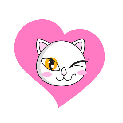 可爱的猫眨眼贴隔离白色