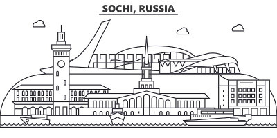 Russia, Sochi architecture line skyline illustrati