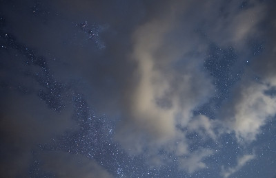 繁星满天，乌云长长。乌云密布的夜空。天文背景。