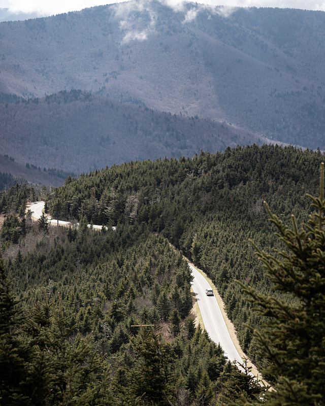 在北卡罗莱纳州的米切尔山徒步旅行