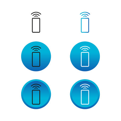 Wifi网络发射移动电话图标孤立在白色背景。