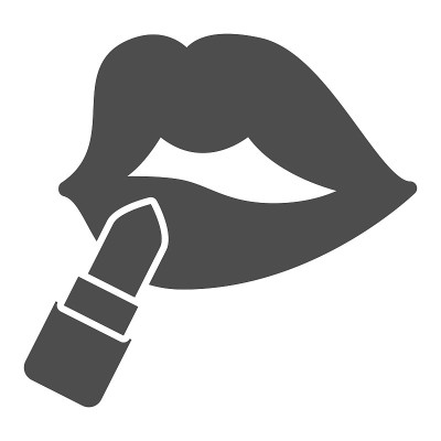 Lips with lipstick solid icon, Parfumery concept, 