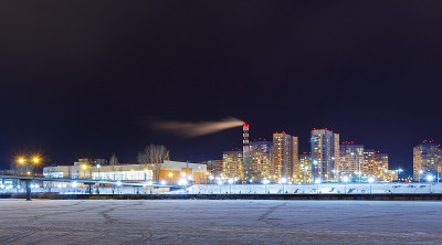俄罗斯住宅区的夜景