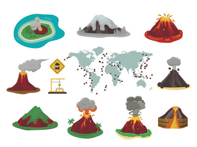 火山矢量插图。