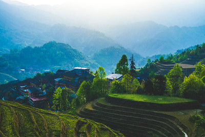 桂林龙胜梯田山地景观