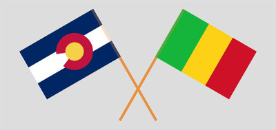 Crossed flags of The State of Colorado and Mali