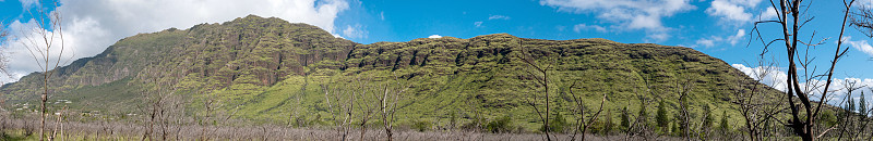 瓦胡岛的山脉全景