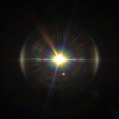 太阳透镜耀斑光特殊效果在黑色背景