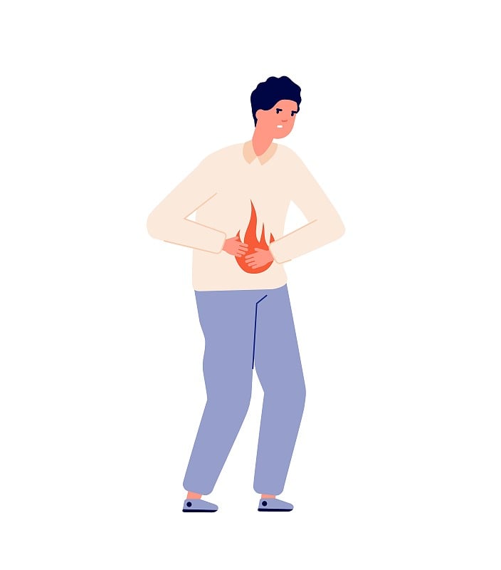 Heartburn. Person stomach problem, gastroesophagea