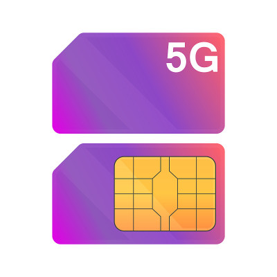 Sim card for 5G Internet. Vector illustration on w
