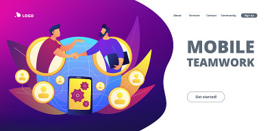 移动协作概念登陆页面。