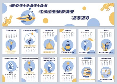 插图动机日历2020刻字。
