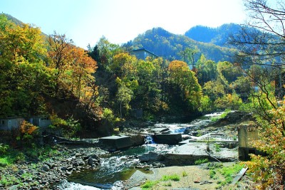 秋景北海道、札幌、中赞井温泉