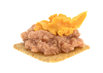 饼干上的奶酪罐头火腿
