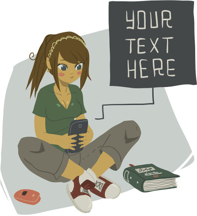 女孩用手机发短信