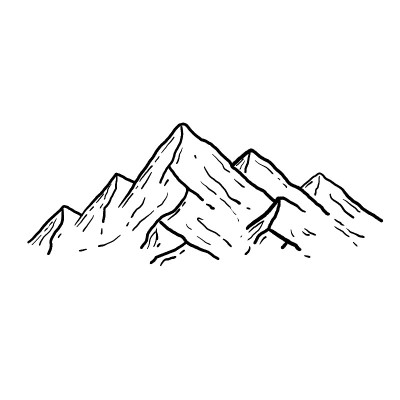 雕刻风格的山脉。高原的自然景观。手绘设计。岩石山脊。