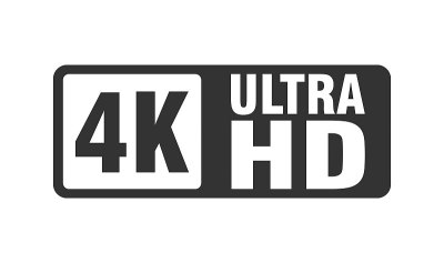 白色背景上的4K超高清图标。高清晰度的标签。黄金UHD象征。4K分辨率彩色标记。UHD 2160p视