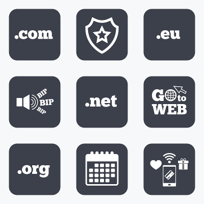 顶级域名的迹象。Com, Eu, Net和Org。
