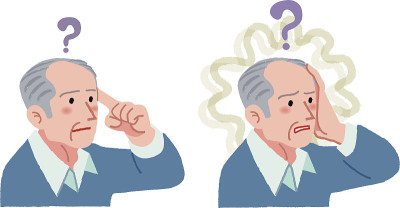 年长的人，一副忘了什么东西的样子