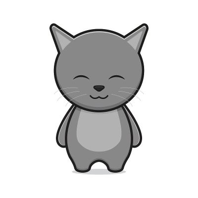 可爱的猫吉祥物卡通图标矢量插图。