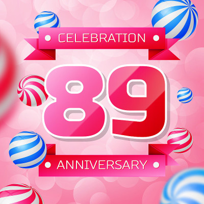 Realistic Eighty nine 89 Years Anniversary Celebra