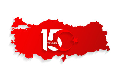 土耳其7月15日红色地图，快乐节日民主共和国新标志，庆祝背景，新标志，矢量，插图，eps文件