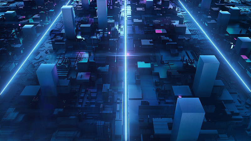 3d渲染数字盒霓虹灯盒背景