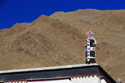 Dhvaja-victory横幅。Tashilhunpo monastery-Shigatse-Ti