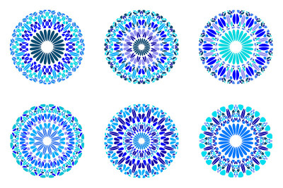 Abstract round colorful gravel mandala logo set