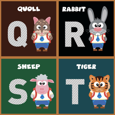 英语字母表中的字母Q,R,S,T