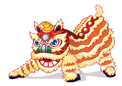 一只精神饱满的中国狮子准备跳得更高。