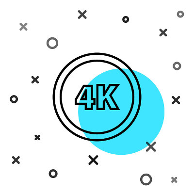 黑色线4k超高清图标隔离在白色背景。随机动态形状。矢量图